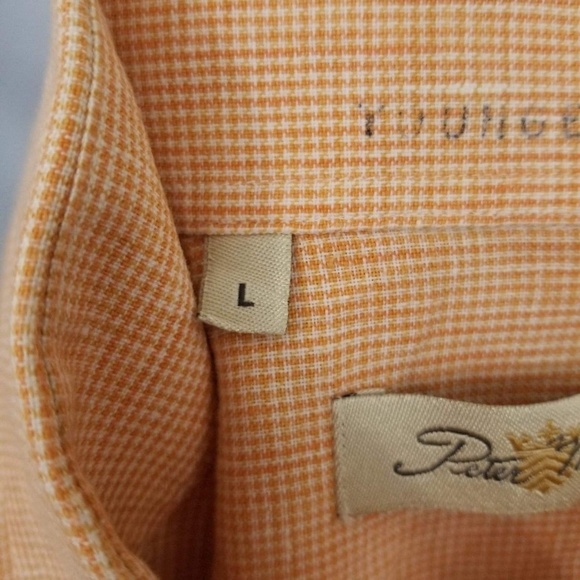 PETER MILLAR Men's Long Sleeve Button Front Orange - Picture 7 of 8